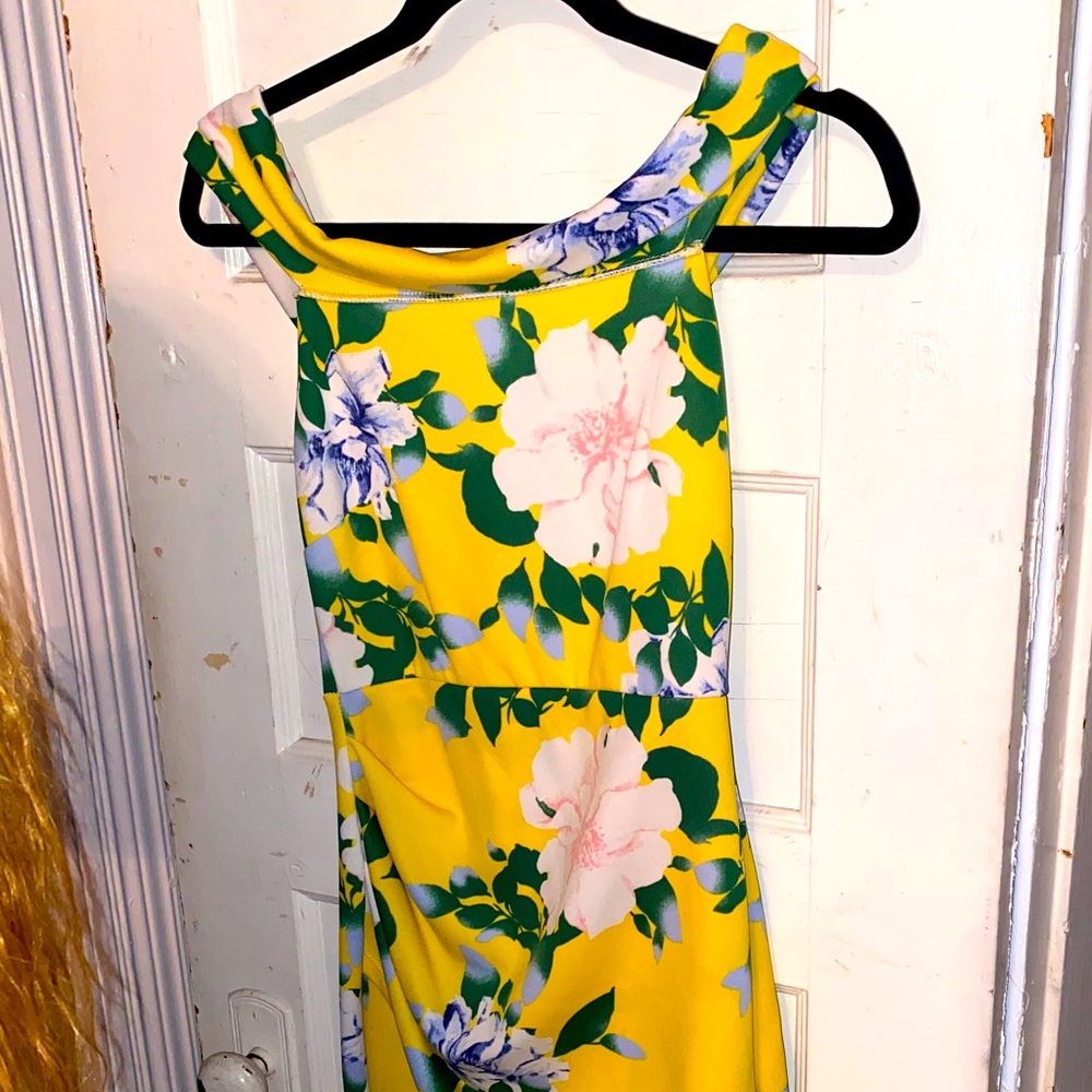 Yellow Off shoulder floral dress